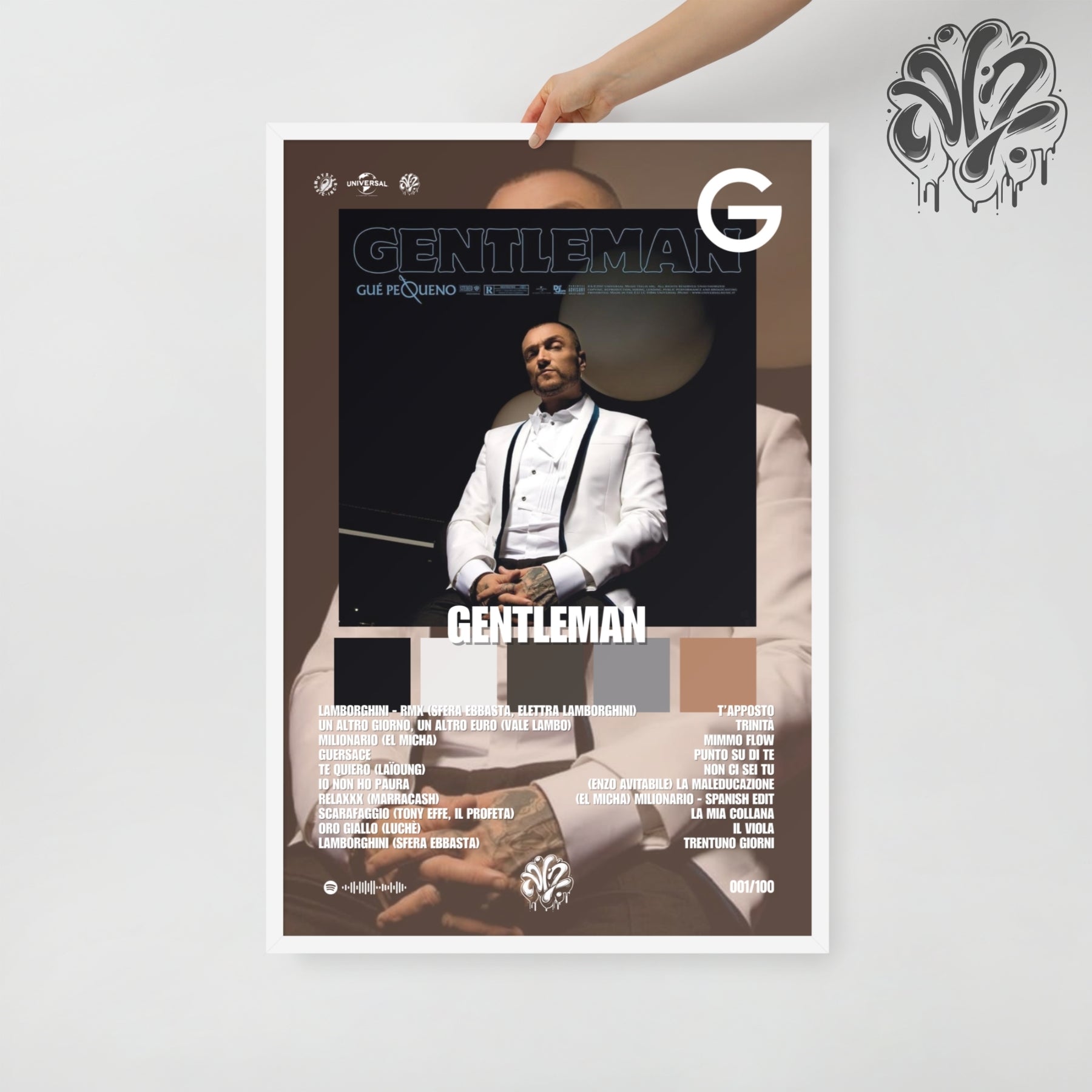 Gentleman di Guè - Poster in A3 con cornice pronto da appendere