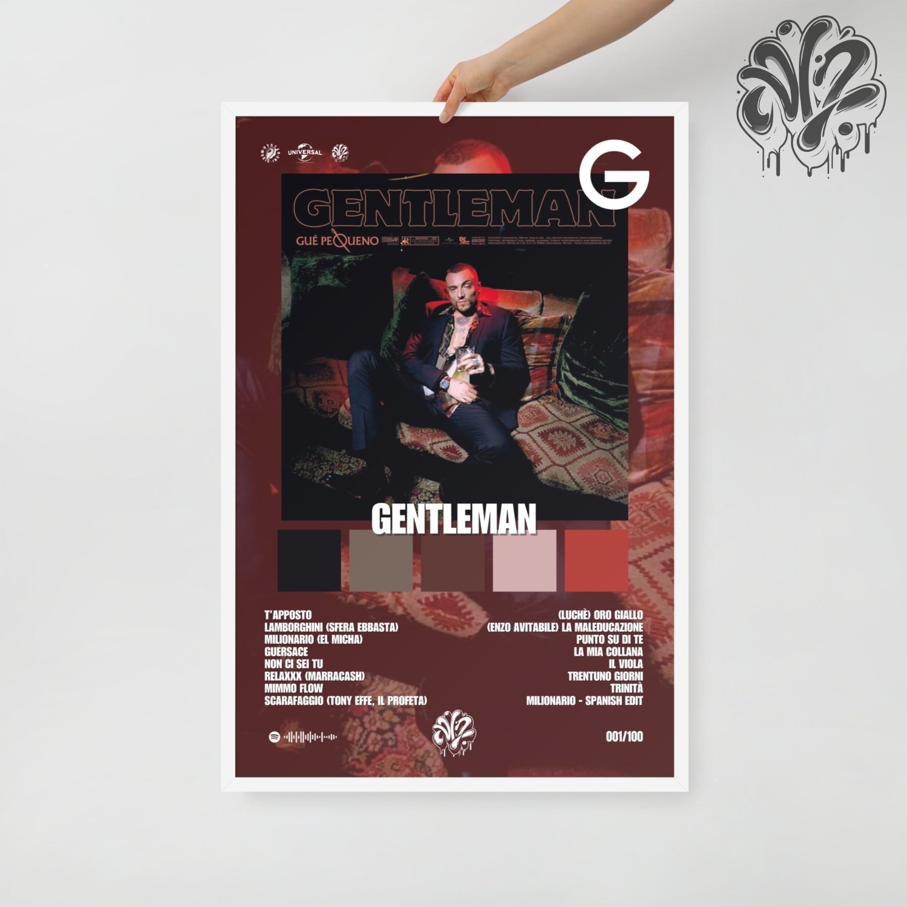 Gentleman di Guè - Poster in A3 con cornice pronto da appendere