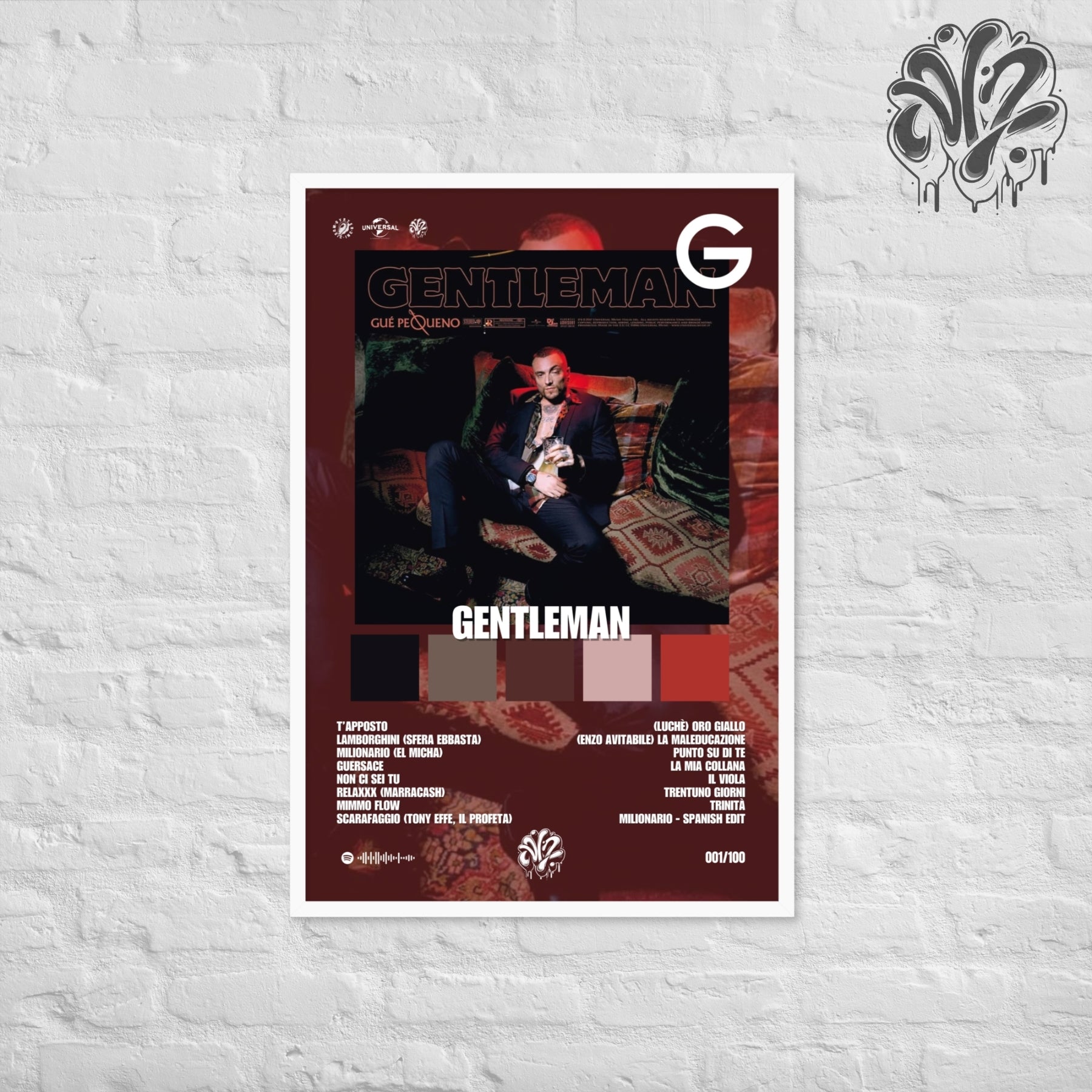 Gentleman di Guè - Poster in A3 con cornice pronto da appendere