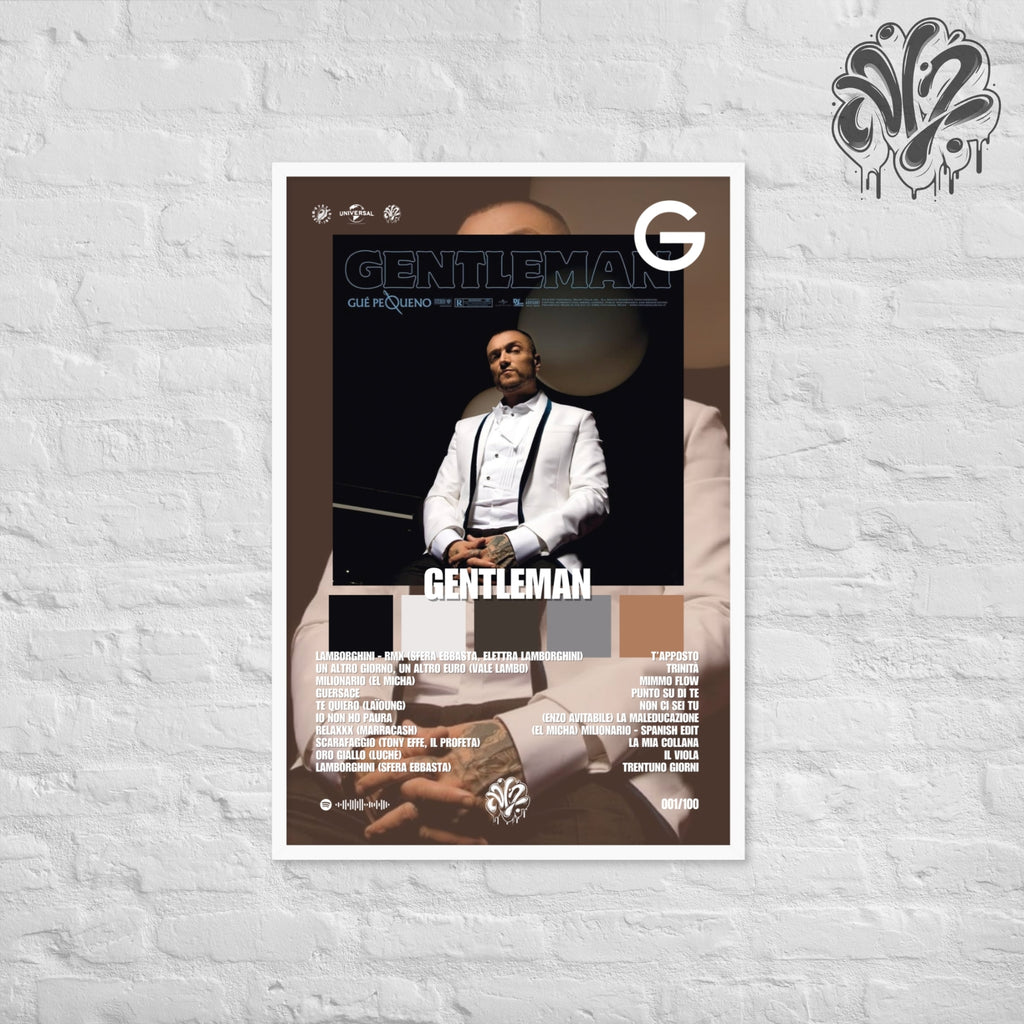 Gentleman di Guè - Poster in A3 con cornice pronto da appendere