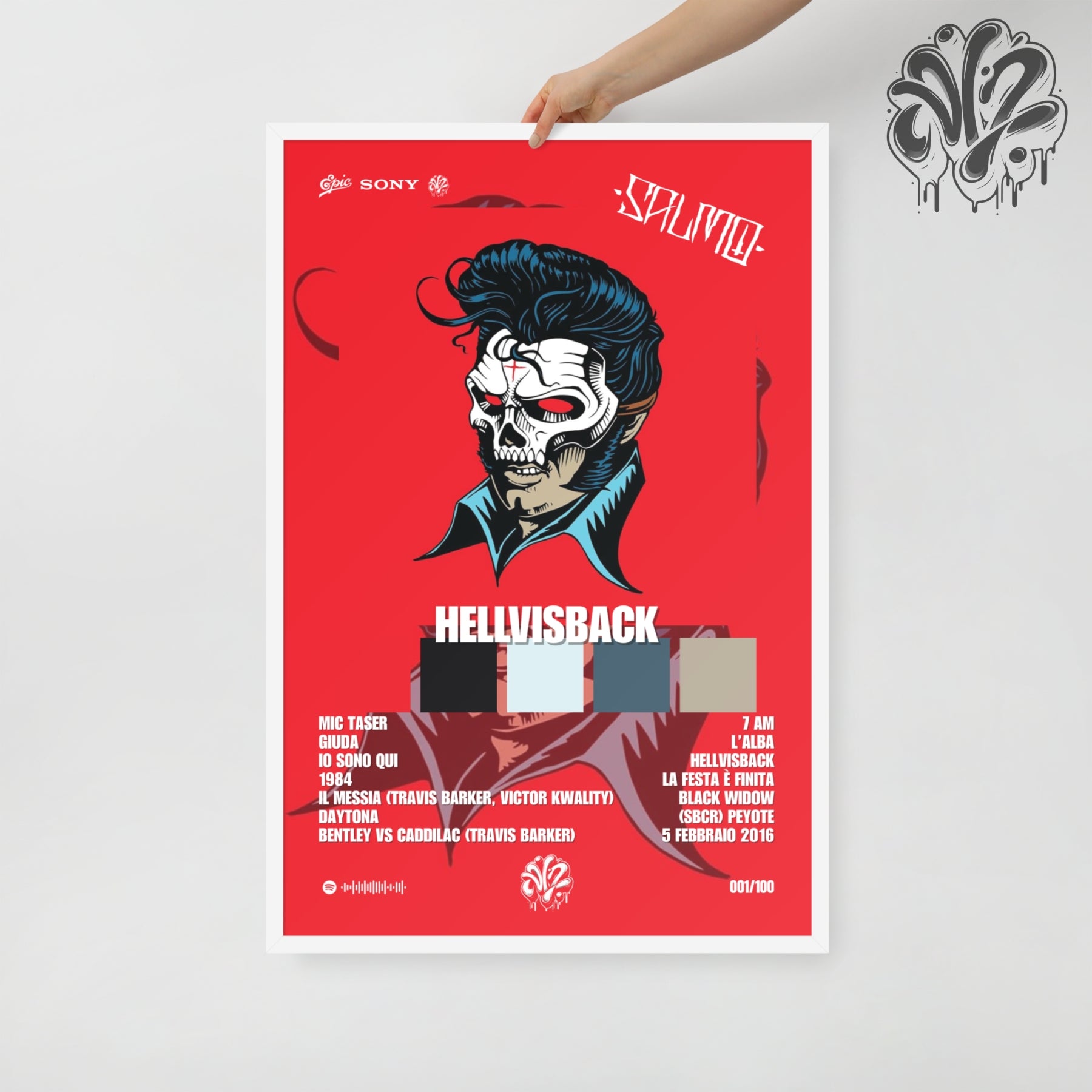 Hellvisback di Salmo - Poster in A3 con cornice pronto da appendere