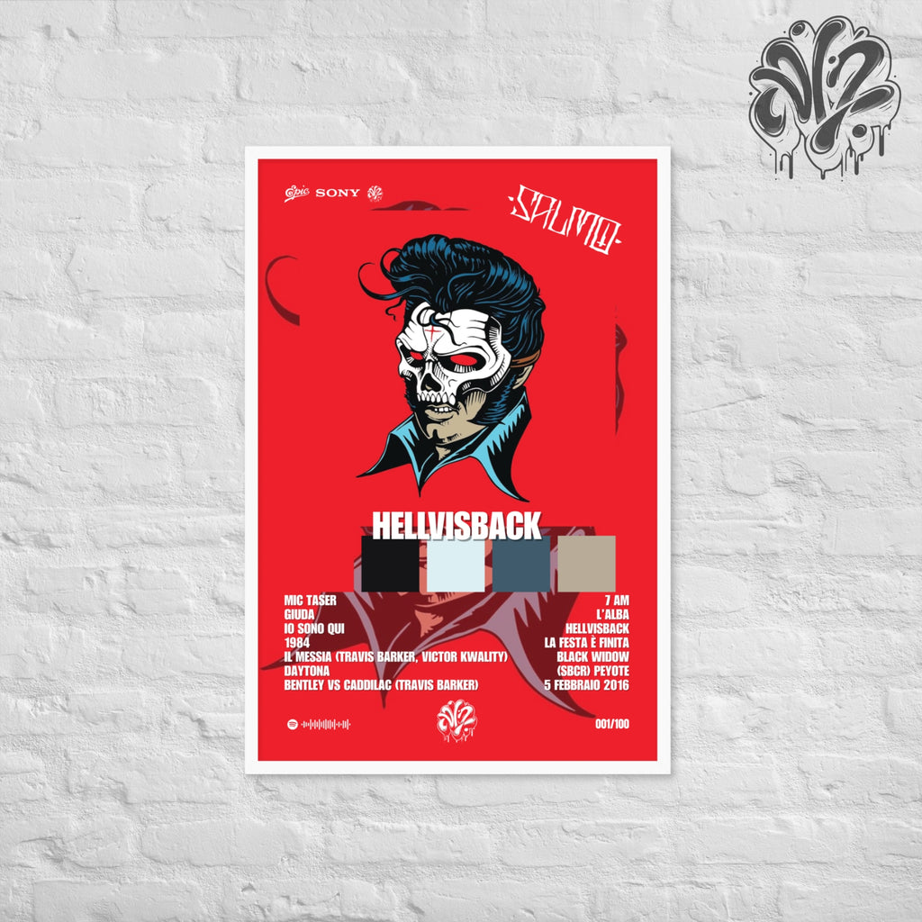 Hellvisback di Salmo - Poster in A3 con cornice pronto da appendere