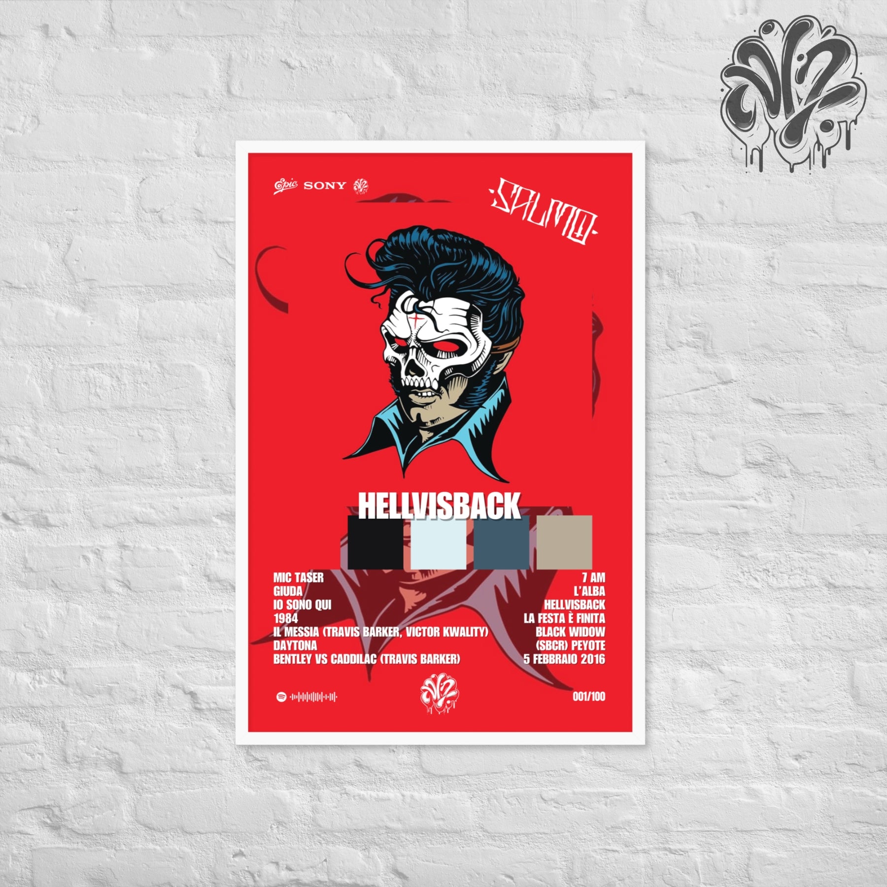 Hellvisback di Salmo - Poster in A3 con cornice pronto da appendere