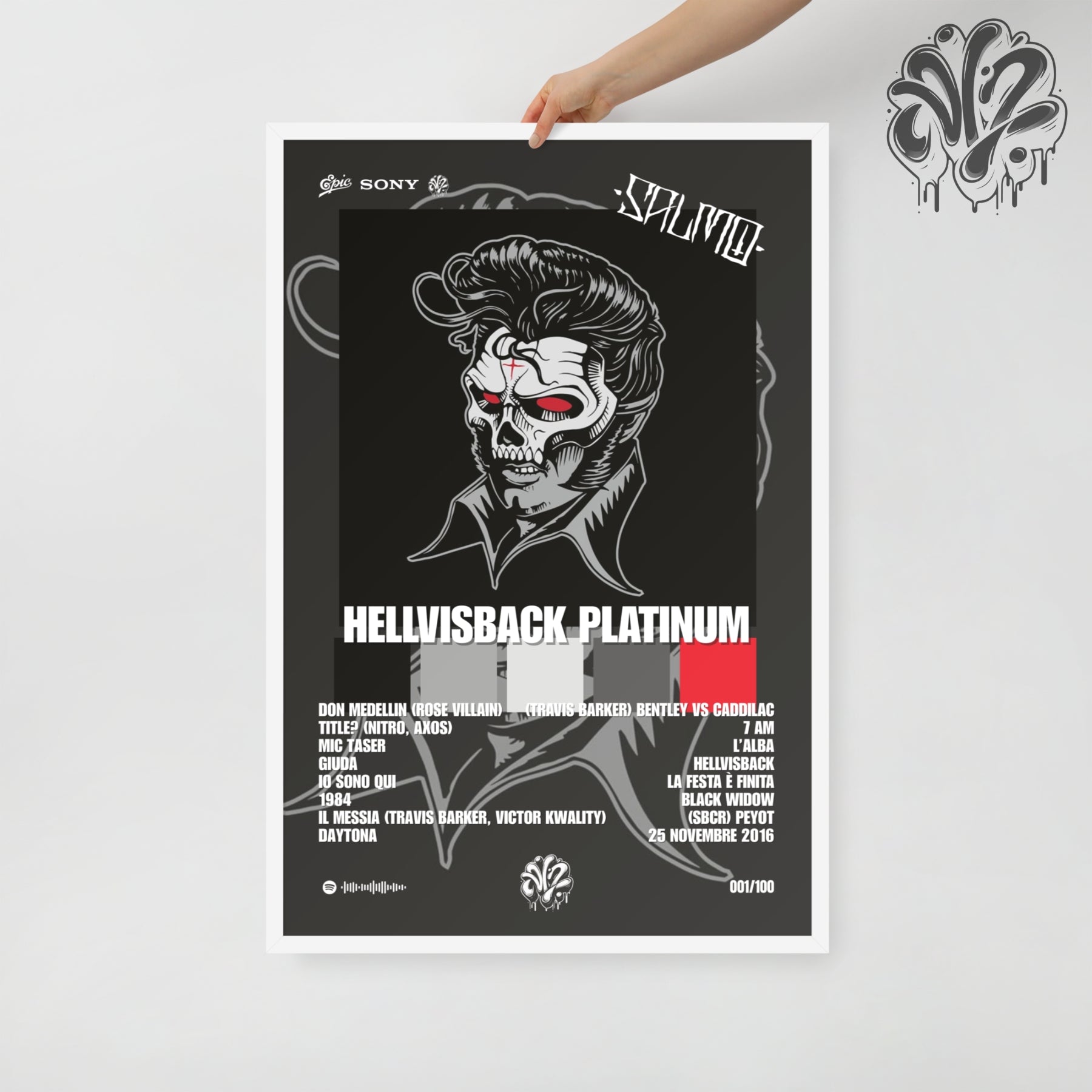 Hellvisback (Platinum edition) di Salmo - Poster in A3 con cornice pronto da appendere