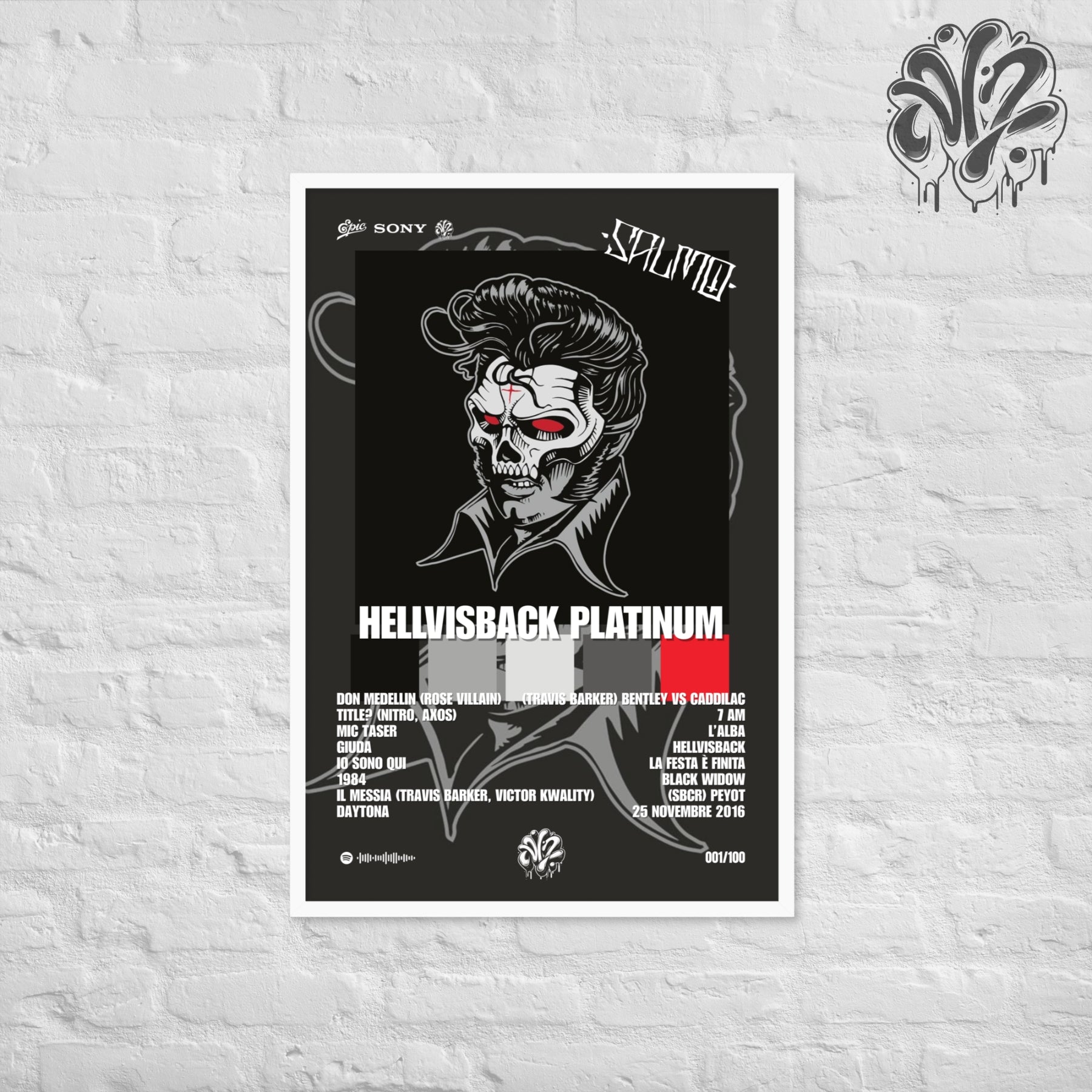 Hellvisback (Platinum edition) di Salmo - Poster in A3 con cornice pronto da appendere