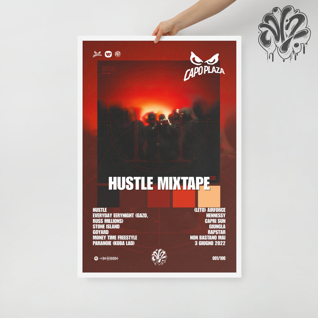 Hustle Mixtape di Capo Plaza - Poster in A3 con cornice pronto da appendere