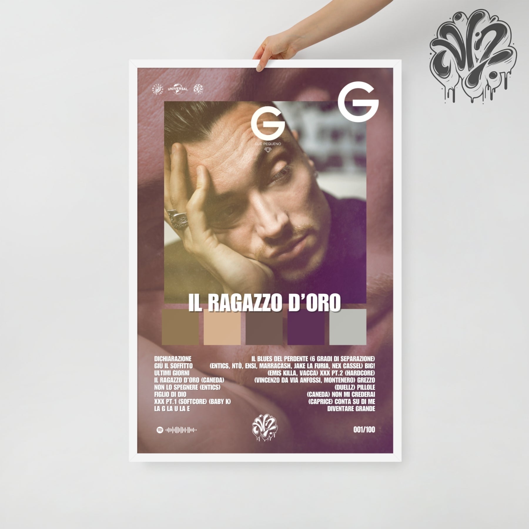 Il ragazzo d'oro di Guè - Poster in A3 con cornice pronto da appendere