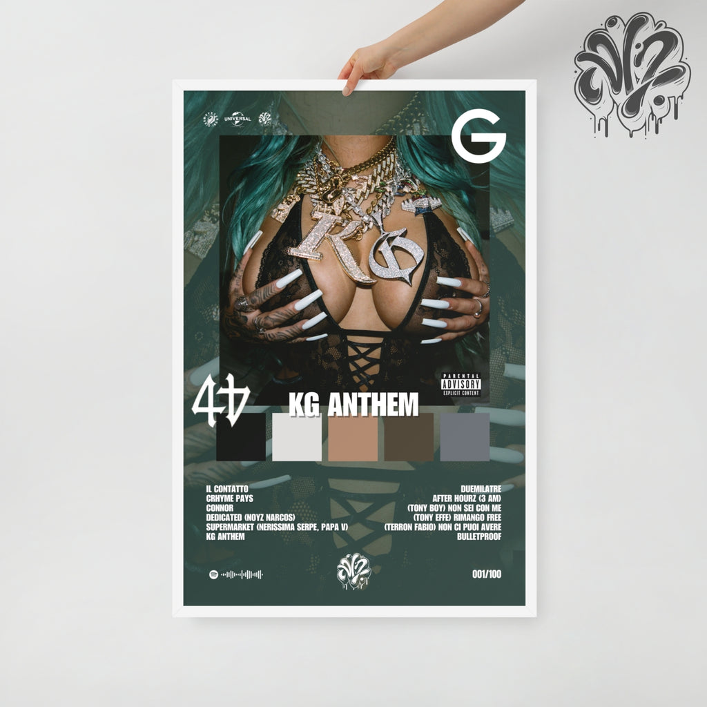 KG di Guè e RastyKilo - Poster in A3 con cornice pronto da appendere