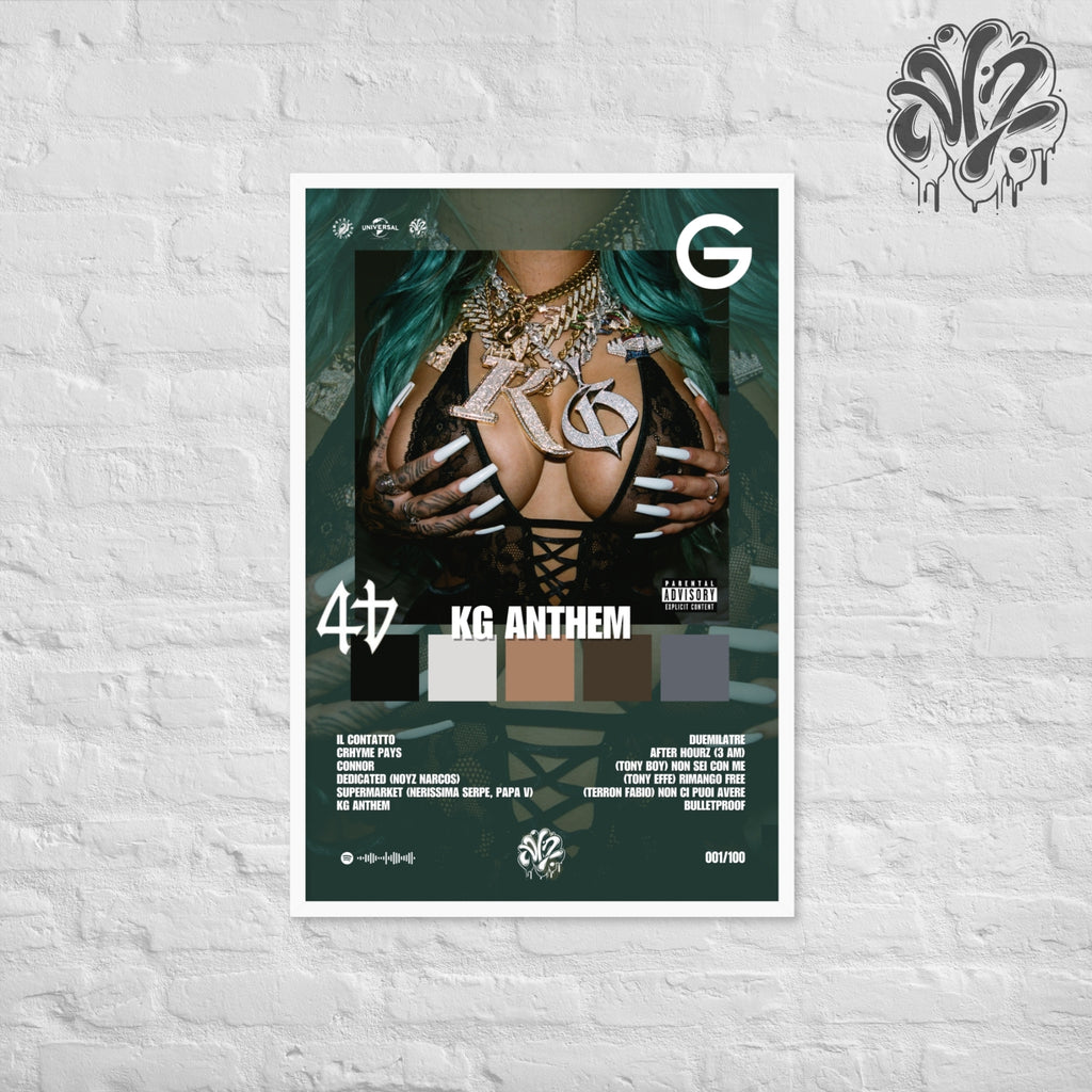 KG di Guè e RastyKilo - Poster in A3 con cornice pronto da appendere