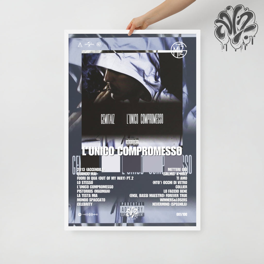 L'unico compromesso di Gemitaiz- Poster in A3 con cornice pronto da appendere