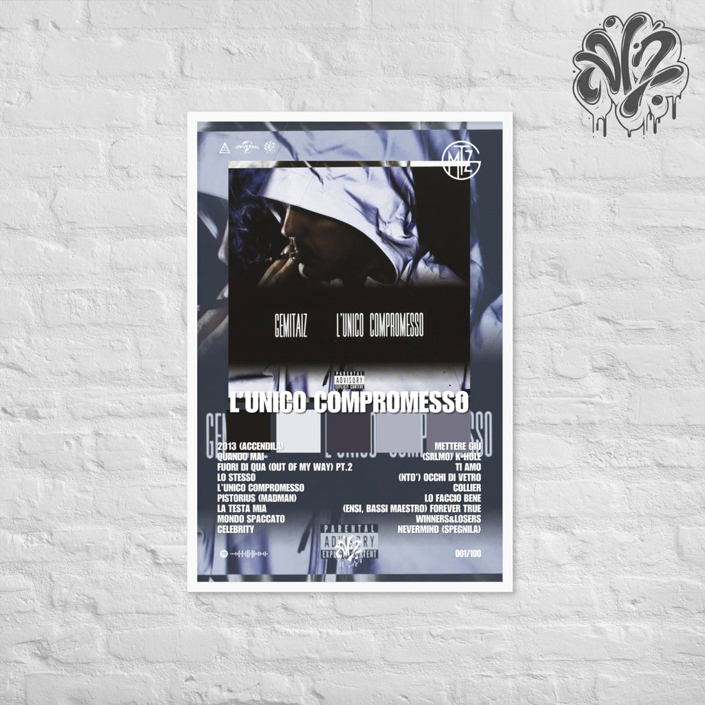 L'unico compromesso di Gemitaiz- Poster in A3 con cornice pronto da appendere