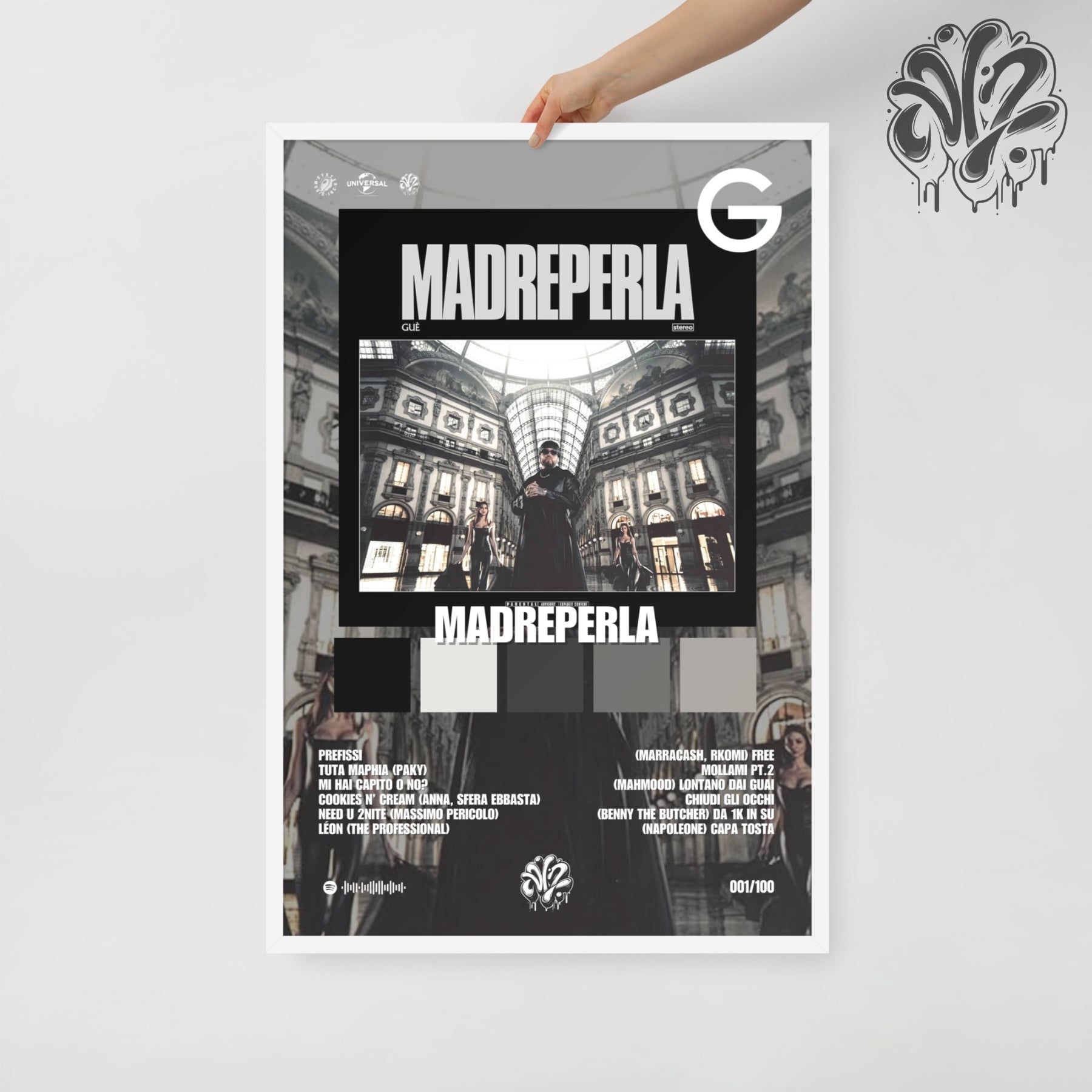 Madreperla di Guè - Poster in A3 con cornice pronto da appendere