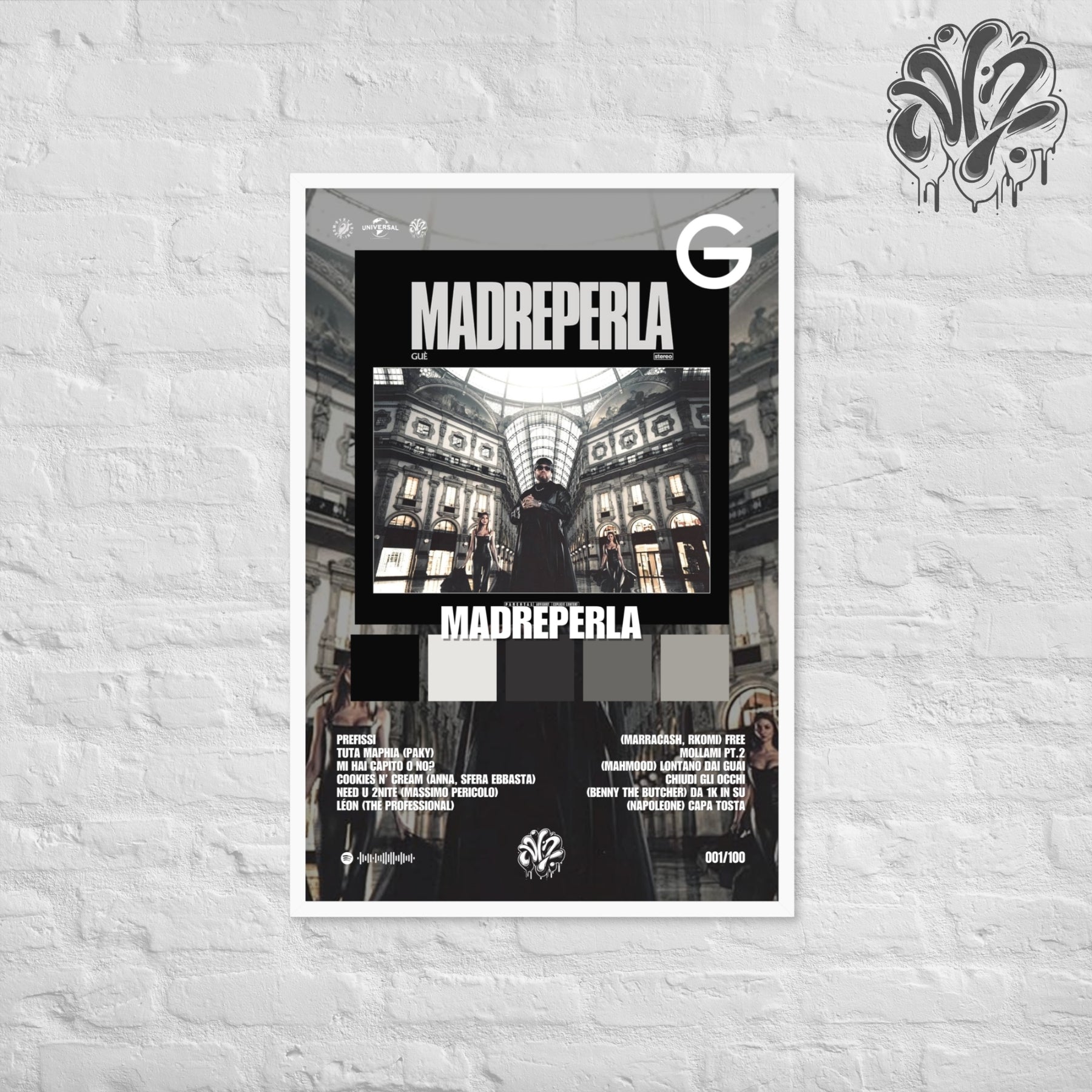 Madreperla di Guè - Poster in A3 con cornice pronto da appendere
