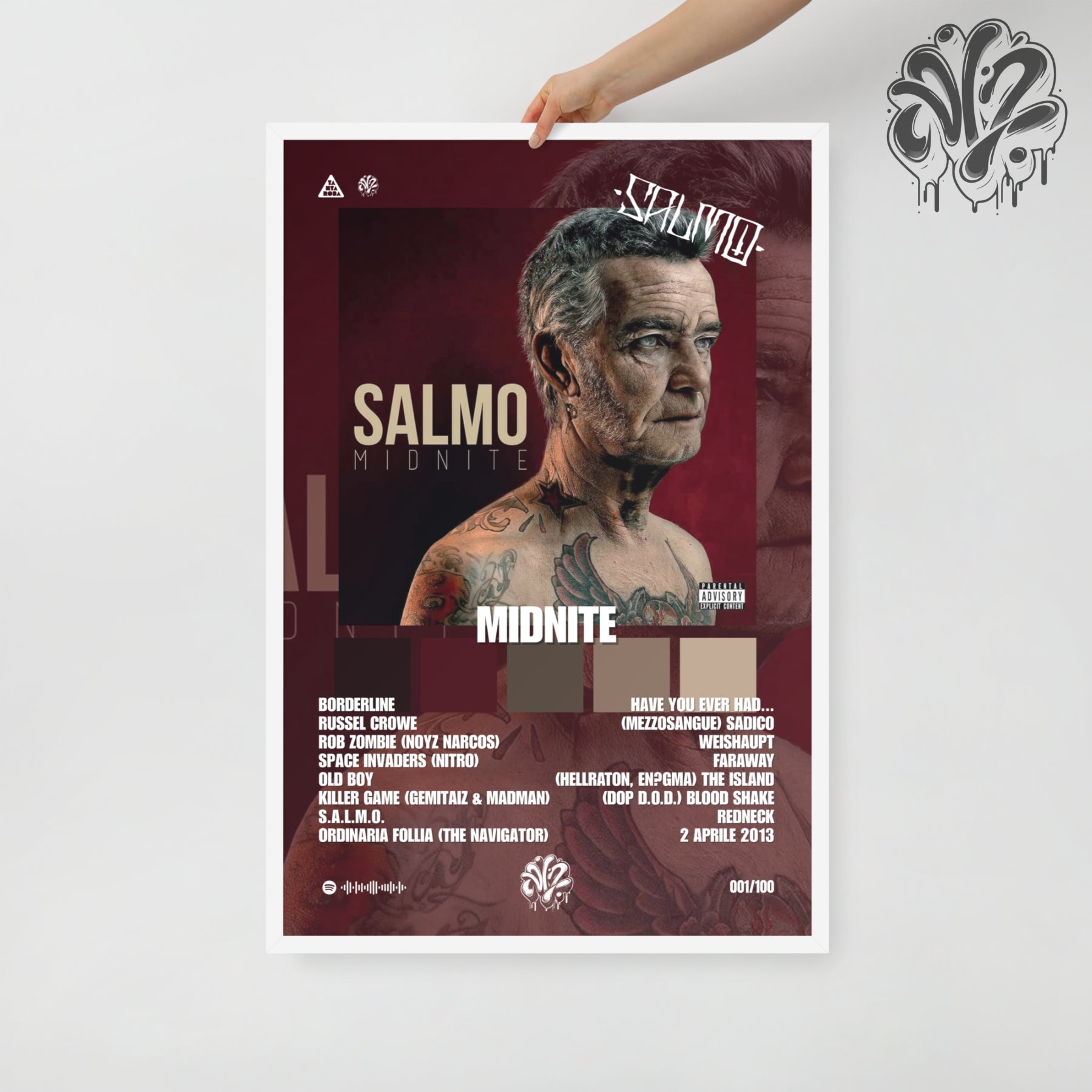 Midnite di Salmo - Poster in A3 con cornice pronto da appendere