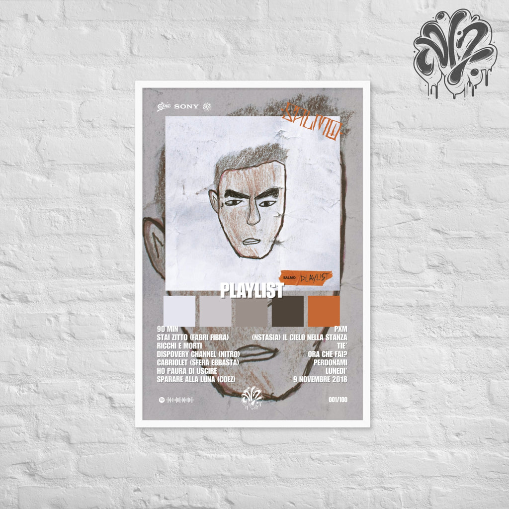 Playlist di Salmo - Poster in A3 con cornice pronto da appendere