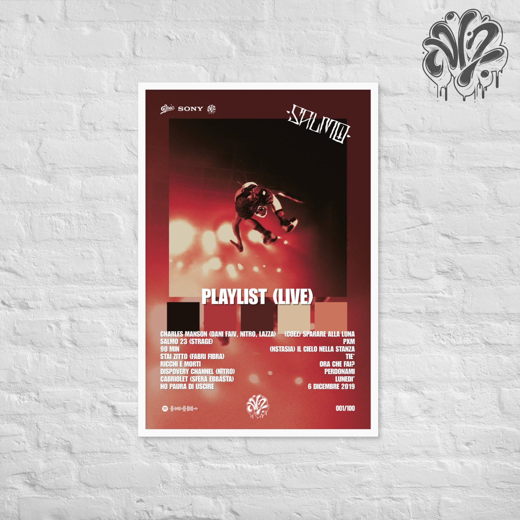 Playlist (Edizione Live) di Salmo - Poster in A3 con cornice pronto da appendere