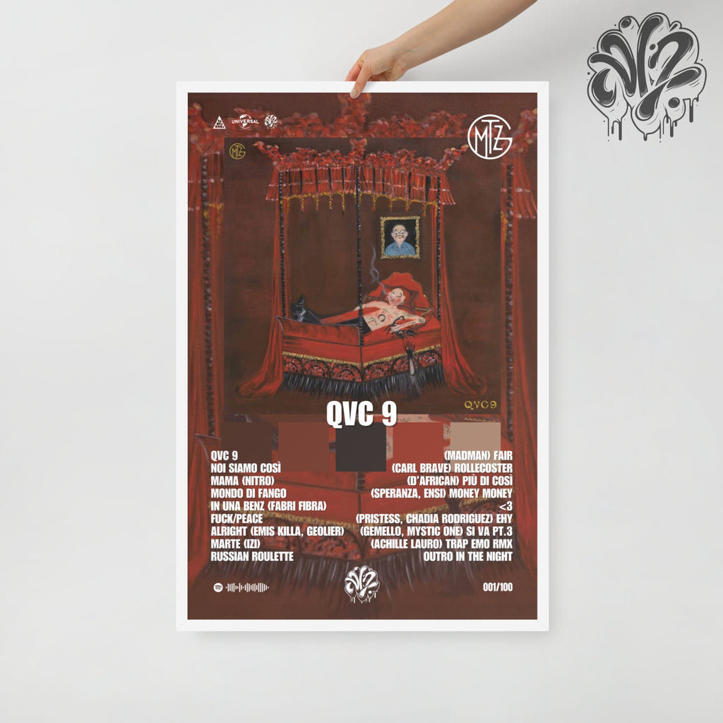 QVC9 di Gemitaiz- Poster in A3 con cornice pronto da appendere