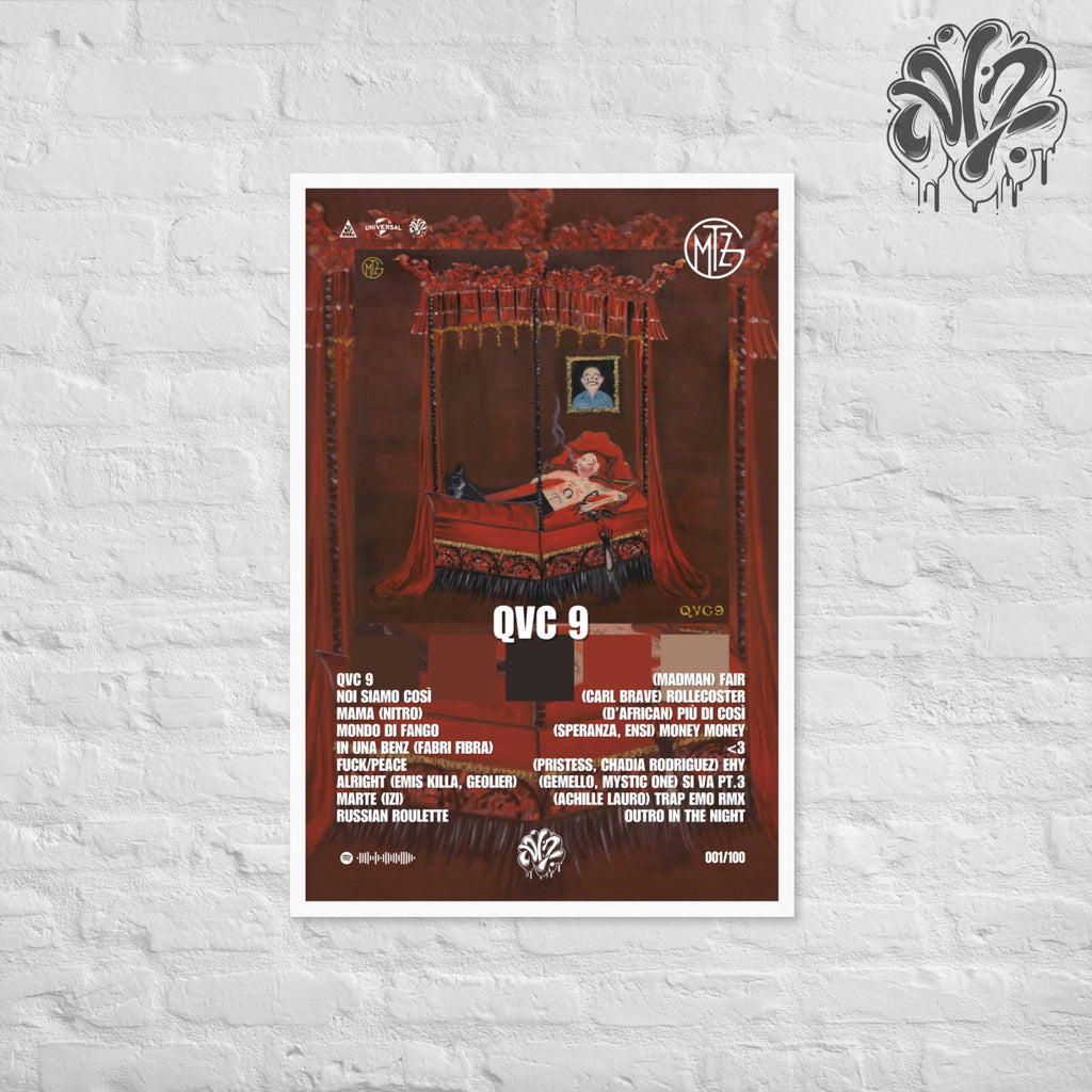 QVC9 di Gemitaiz- Poster in A3 con cornice pronto da appendere
