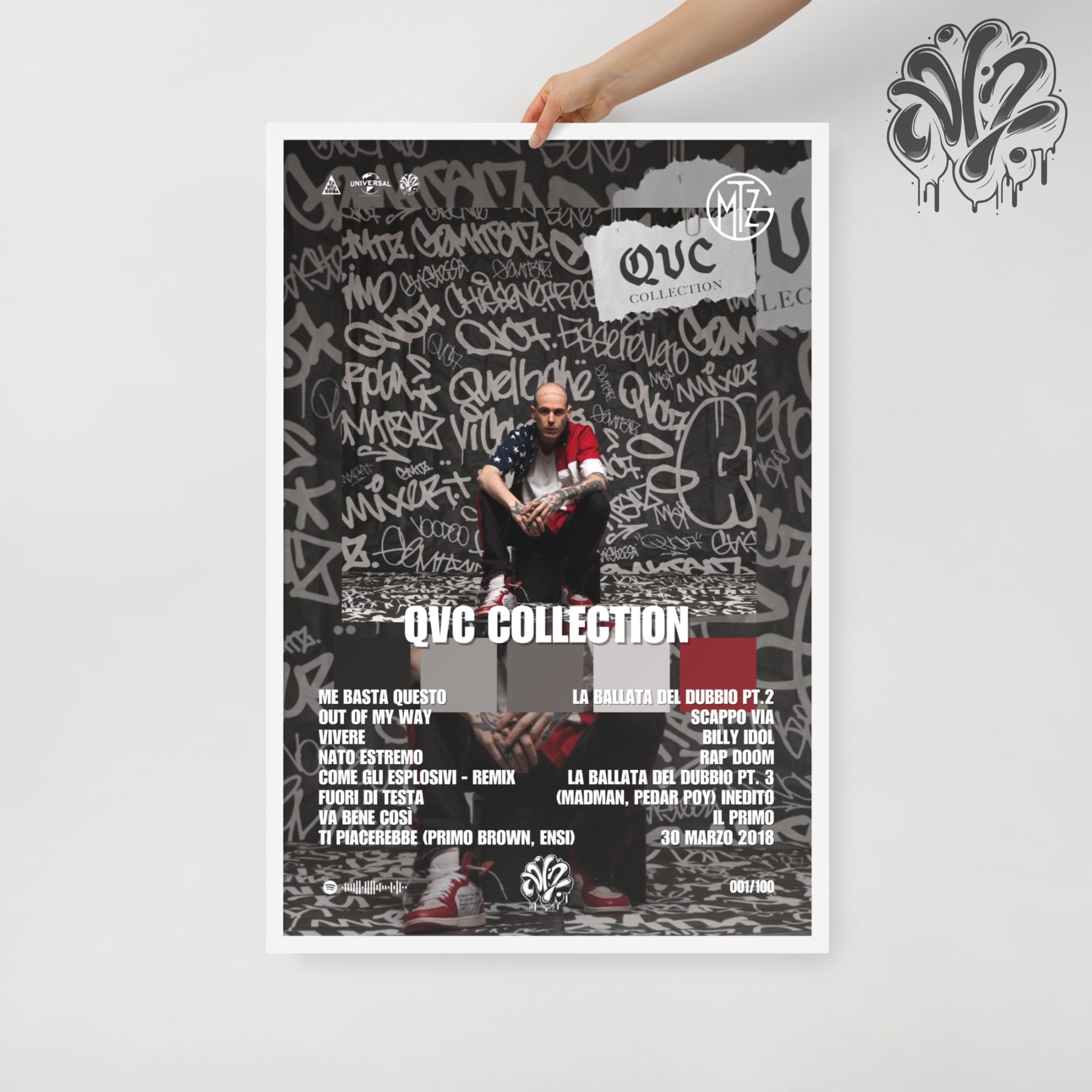 QVC Collection di Gemitaiz- Poster in A3 con cornice pronto da appendere