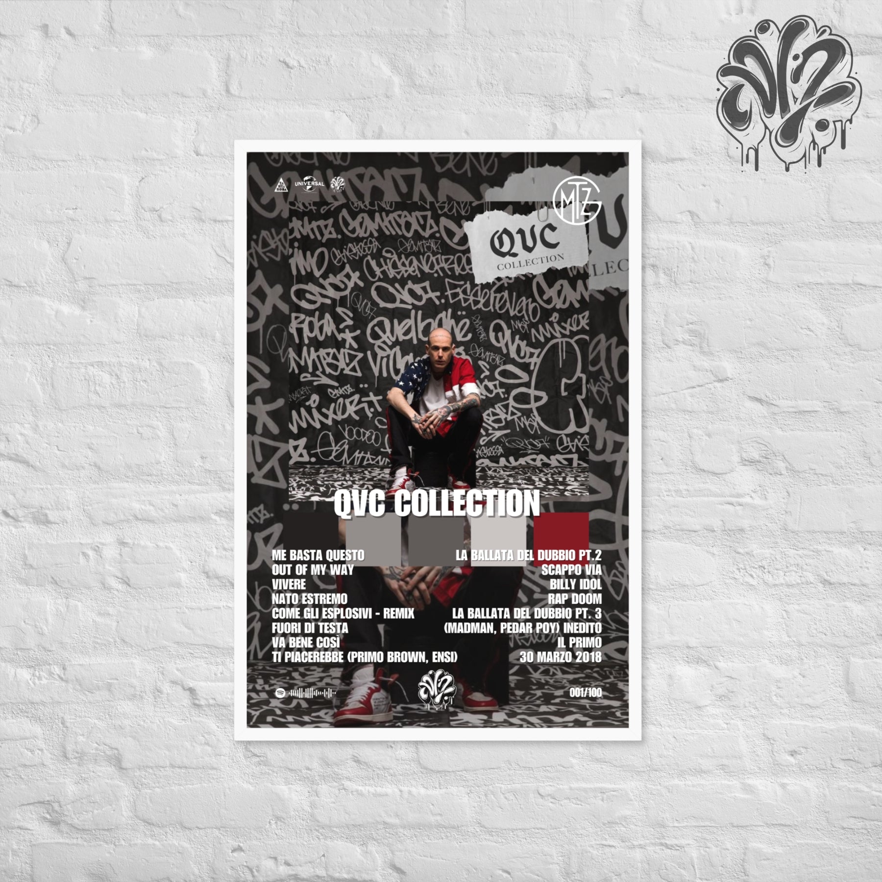 QVC Collection di Gemitaiz- Poster in A3 con cornice pronto da appendere