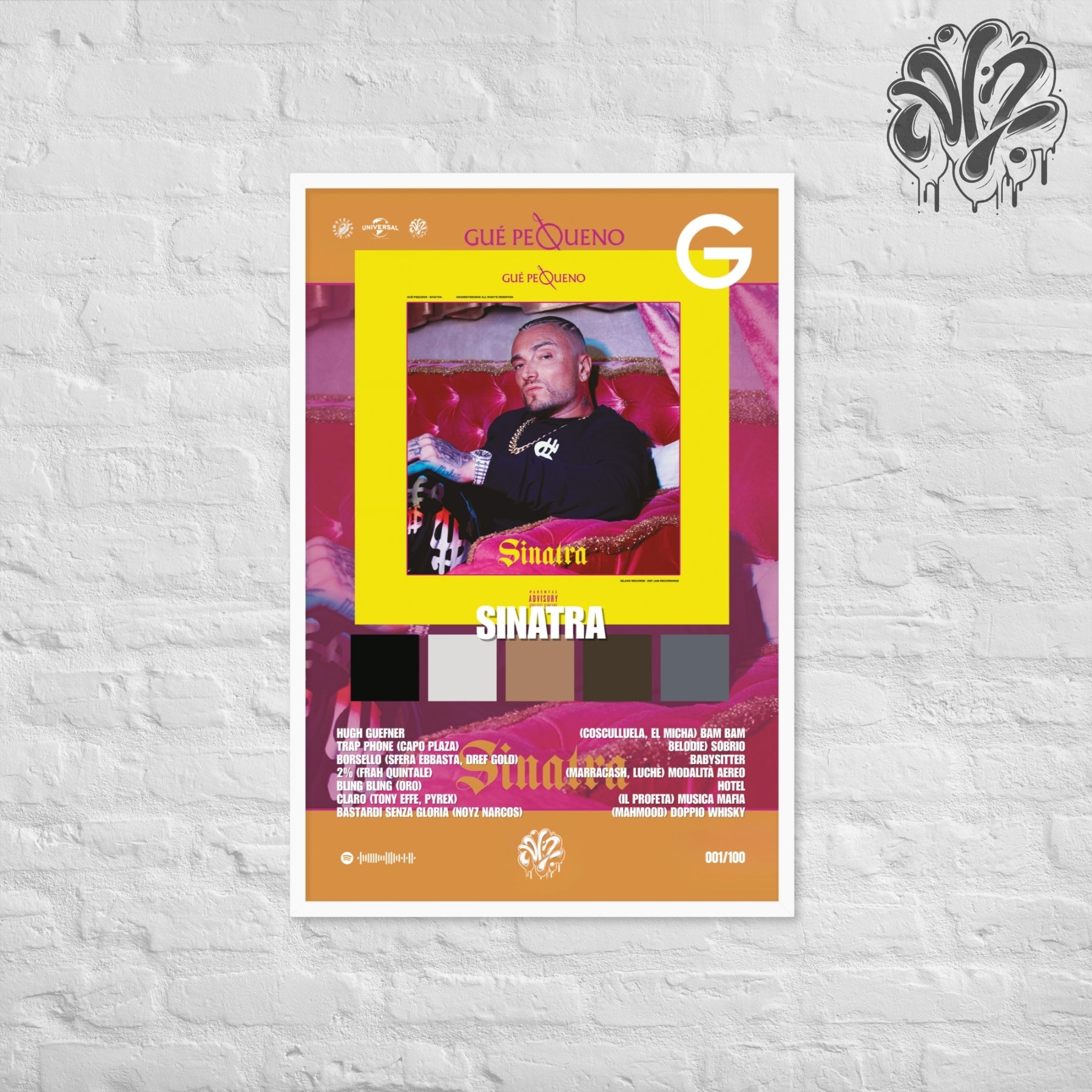 Sinatra di Guè - Poster in A3 con cornice pronto da appendere