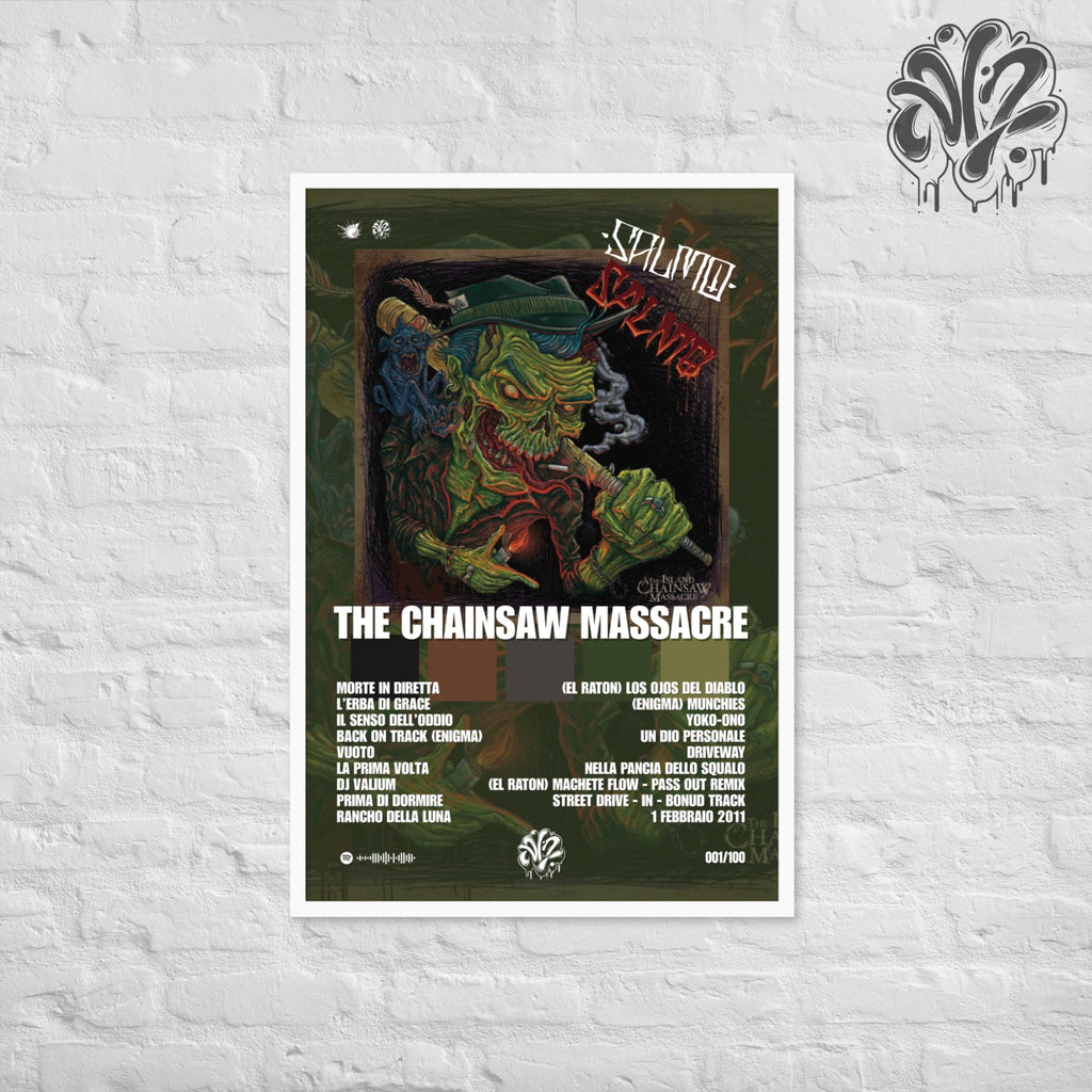 The Chainsaw Massacre di Salmo - Poster in A3 con cornice pronto da appendere