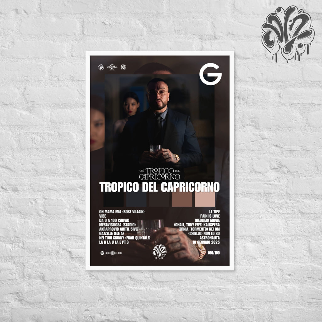 Tropico del capricorno di Guè - Poster in A3 con cornice pronto da appendere