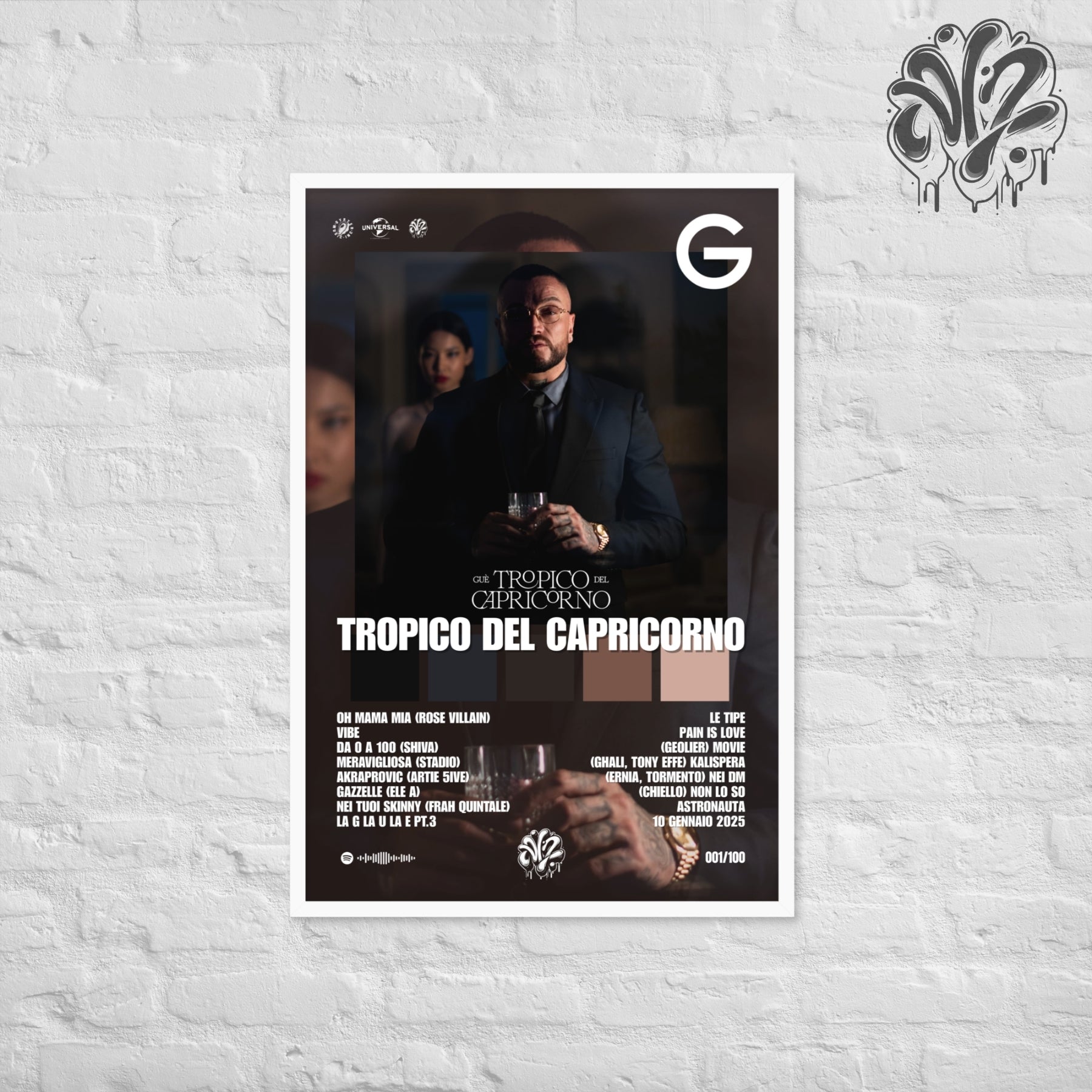 Tropico del capricorno di Guè - Poster in A3 con cornice pronto da appendere