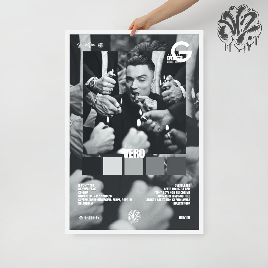 Vero di Guè - Poster in A3 con cornice pronto da appendere