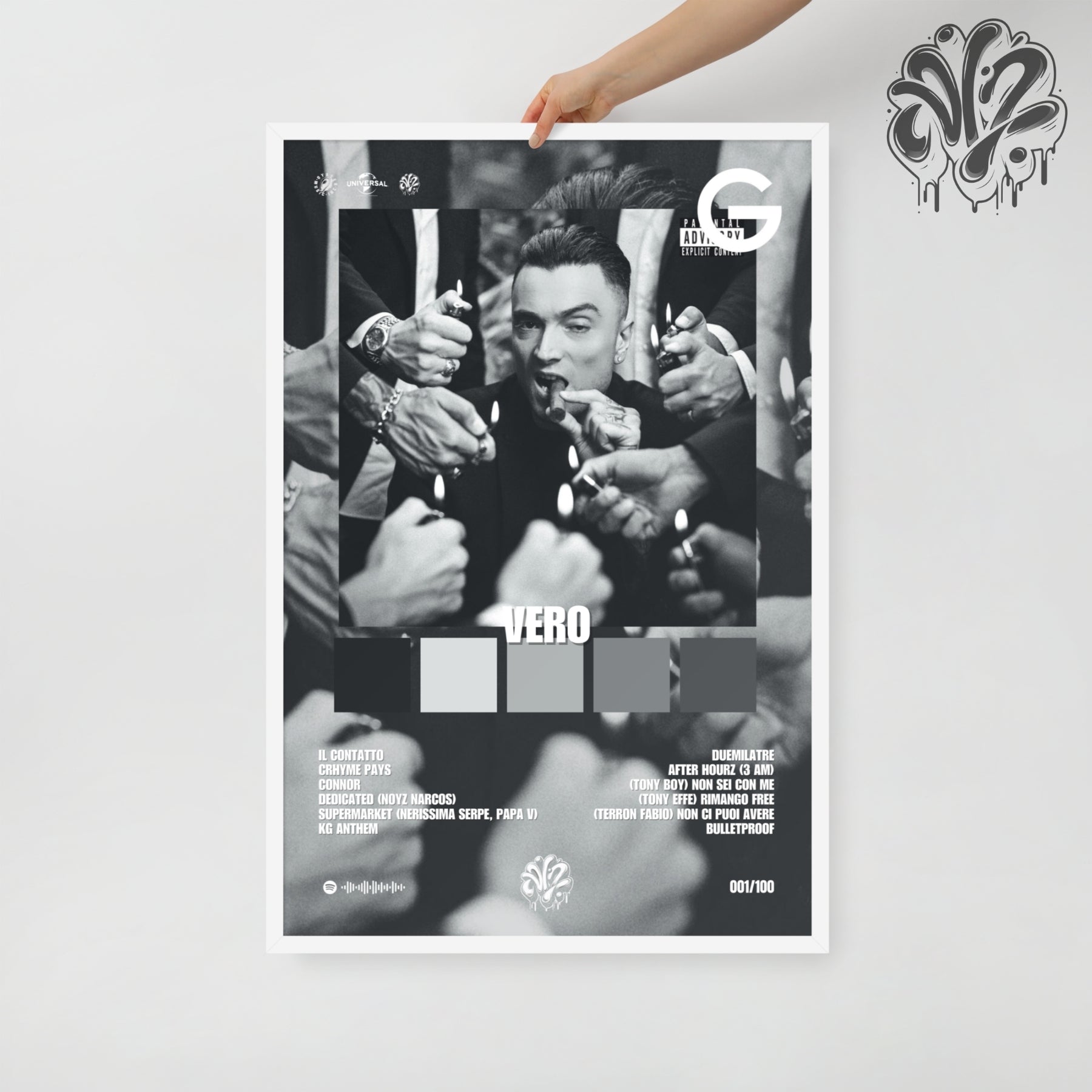 Vero di Guè - Poster in A3 con cornice pronto da appendere