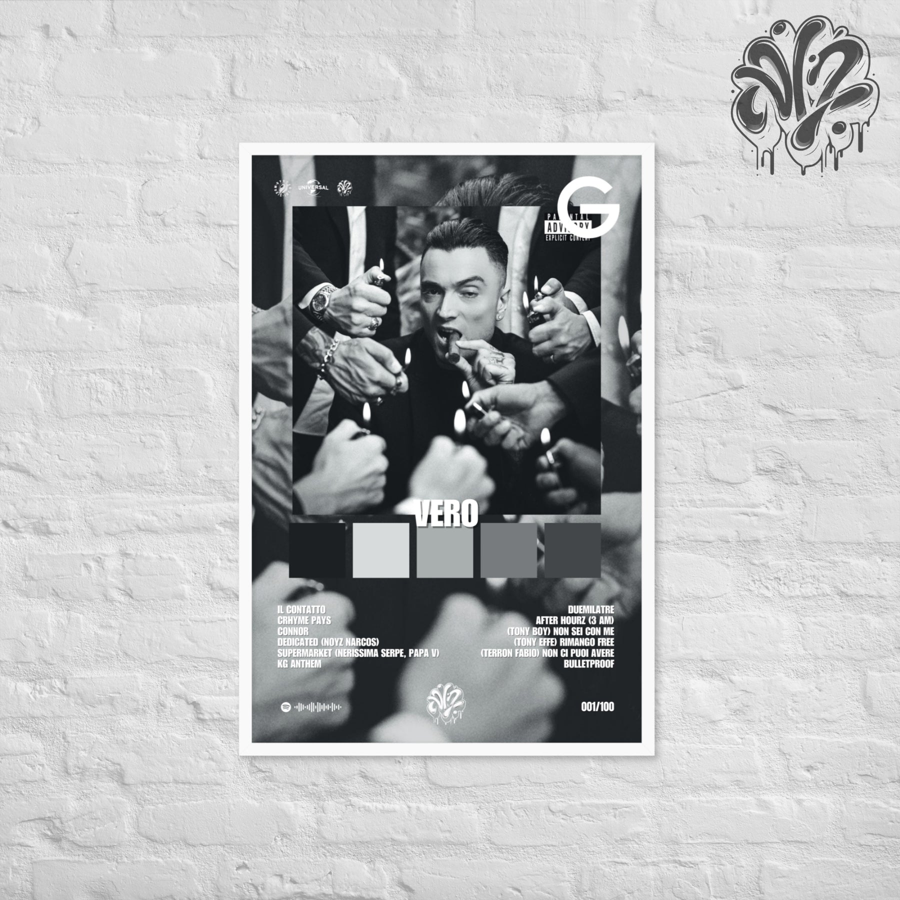 Vero di Guè - Poster in A3 con cornice pronto da appendere